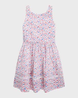 Ralph Lauren Childrenswear Girl's Seersucker Floral-Print Embroidered Dress,  Size 4-6X | Neiman Marcus