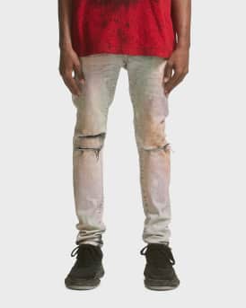 PURPLE Men's Dropped-Fit Distressed Resin Jeans