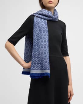 Ferragamo Gancini-print scarf - Grey
