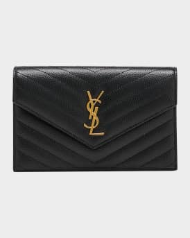 YSL Monogram Small Wallet on Chain in Grained Leather