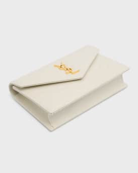 YSL Monogram Small Wallet on Chain in Grained Leather