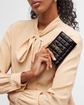 YSL Monogram Flap Small Wallet in Quilted Smooth Leather