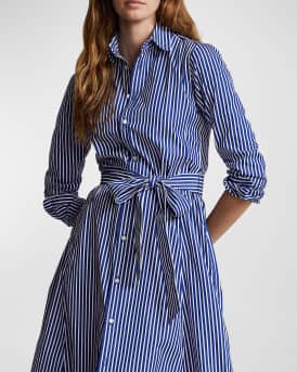 Belted Striped Cotton Shirtdress