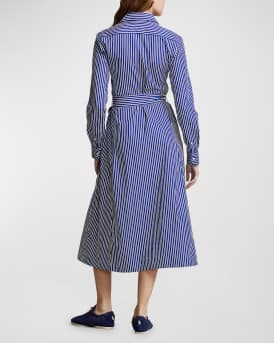 Belted Striped Cotton Shirtdress