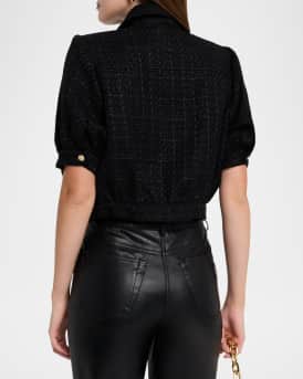 Cove Cropped Short-Sleeve Tweed Jacket
