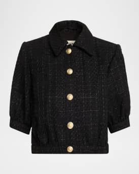 Cove Cropped Short-Sleeve Tweed Jacket