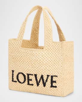 x Paula’s Ibiza Font Logo Small Tote Bag in Raffia