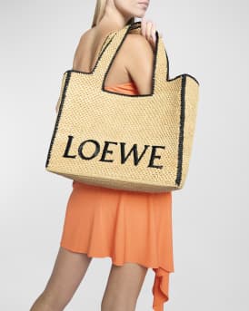 x Paula’s Ibiza Font Logo Large Tote Bag in Raffia