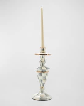 Sterling Check Enamel Candlestick Holder, Medium