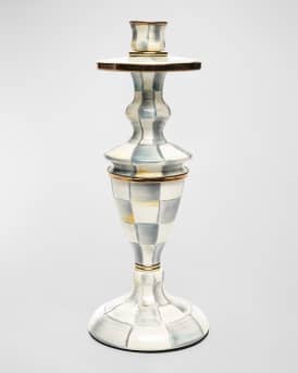 Sterling Check Enamel Candlestick Holder, Medium