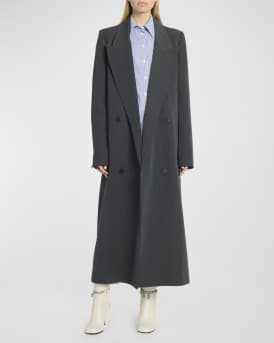 JW Anderson Longline Double Breasted Wool Peacoat Neiman Marcus