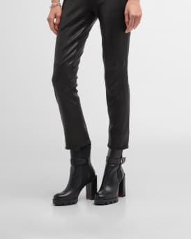 Leather Buckle Red Lug Sole Chelsea Booties