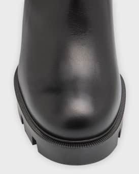 Leather Buckle Red Lug Sole Chelsea Booties