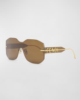 Rectangular Metal Shield Sunglasses