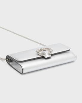 Madeline Mini Metallic Crystal Wallet with Chain