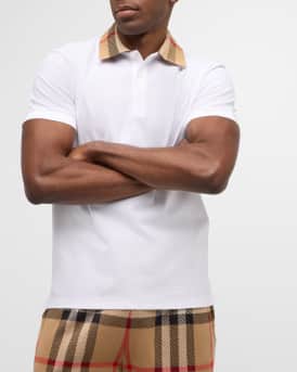 Men's Pique Polo Shirt with Check Collar