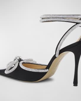 Strass Bow Double Ankle-Strap Pumps