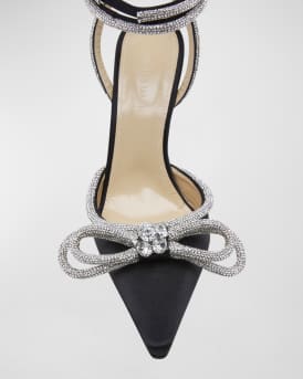 Strass Bow Double Ankle-Strap Pumps