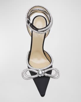 Strass Bow Double Ankle-Strap Pumps