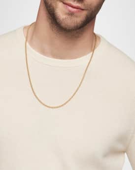 2.5mm Men's Wheat Chain Necklace in 18K Gold