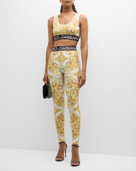 Logo Band Tile-Print Lycra Bra Top