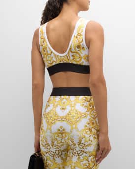 Logo Band Tile-Print Lycra Bra Top