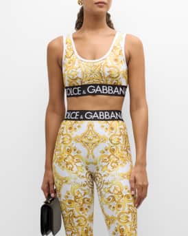 Logo Band Tile-Print Lycra Bra Top