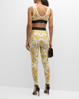 Logo Band Tile-Print Lycra Bra Top