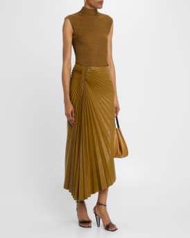 Tracy Pleated High-Low Midi Skirt