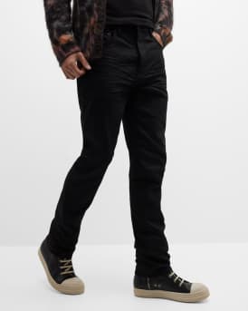 Men's P005 Black Raw Slim-Fit Jeans