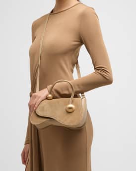 Kazia Beaded Suede Top-Handle Bag