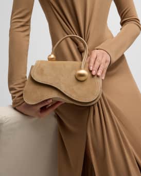 Kazia Beaded Suede Top-Handle Bag