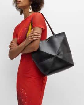 Puzzle Fold Medium Tote Bag in Shiny Leather