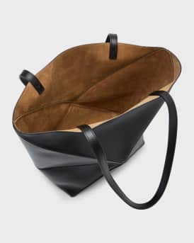 Puzzle Fold Medium Tote Bag in Shiny Leather