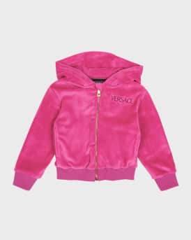 Versace Girl s Logo Print Velour Hoodie Size 12M 3 Neiman Marcus