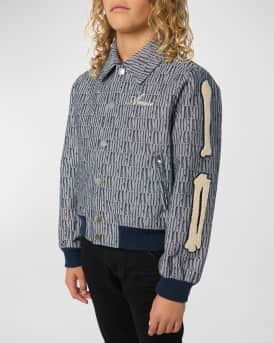 Boy's Bones Logo-Print Bomber Jacket, Size 4-12