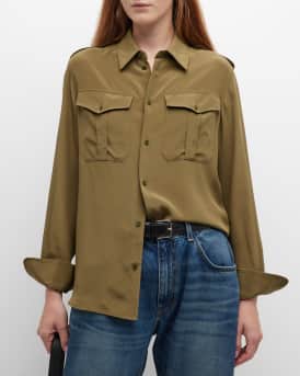 Tシャツ・カットソー NILI LOTAN Nili Lotan Jeanette Silk Shirt Nili Lotan Jeanette Silk Button-Front Top | Neiman Marcus