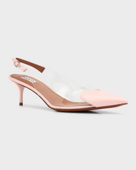 Plexi Heart-Toe Slingback Pumps