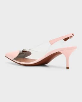 Plexi Heart-Toe Slingback Pumps