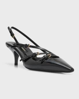 Patent Buckle-Trio Slingback Pumps