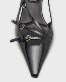 Patent Buckle-Trio Slingback Pumps
