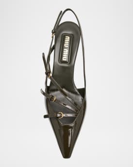 Patent Buckle-Trio Slingback Pumps