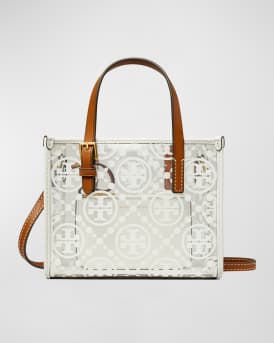 Tory Burch T Monogram Clear Micro Bucket Bag in White