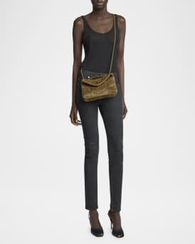 Lou Puffer Toy YSL Crossbody Bag in Quilted Suede