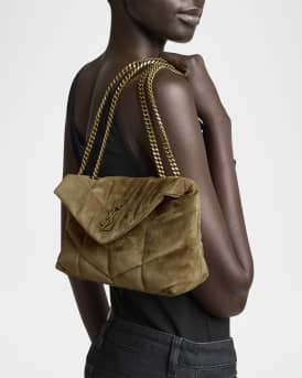Lou Puffer Toy YSL Crossbody Bag in Quilted Suede