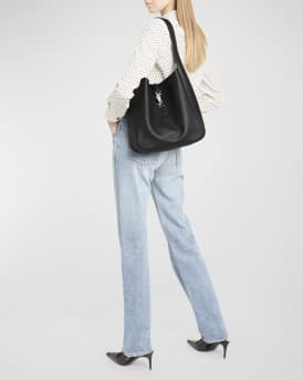 Le 5A7 Large YSL Shoulder Hobo Bag in Smooth Leather