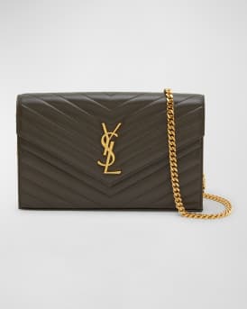 YSL Monogram Large Wallet on Chain in Smooth Leather