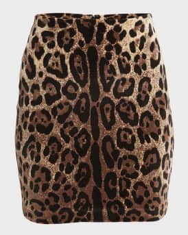 Leopard Jacquard Mini Skirt
