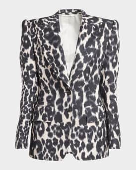 Leopard Print Sculpted Blazer Jacket