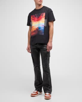 Men's Coated Cargo Flare Jeans